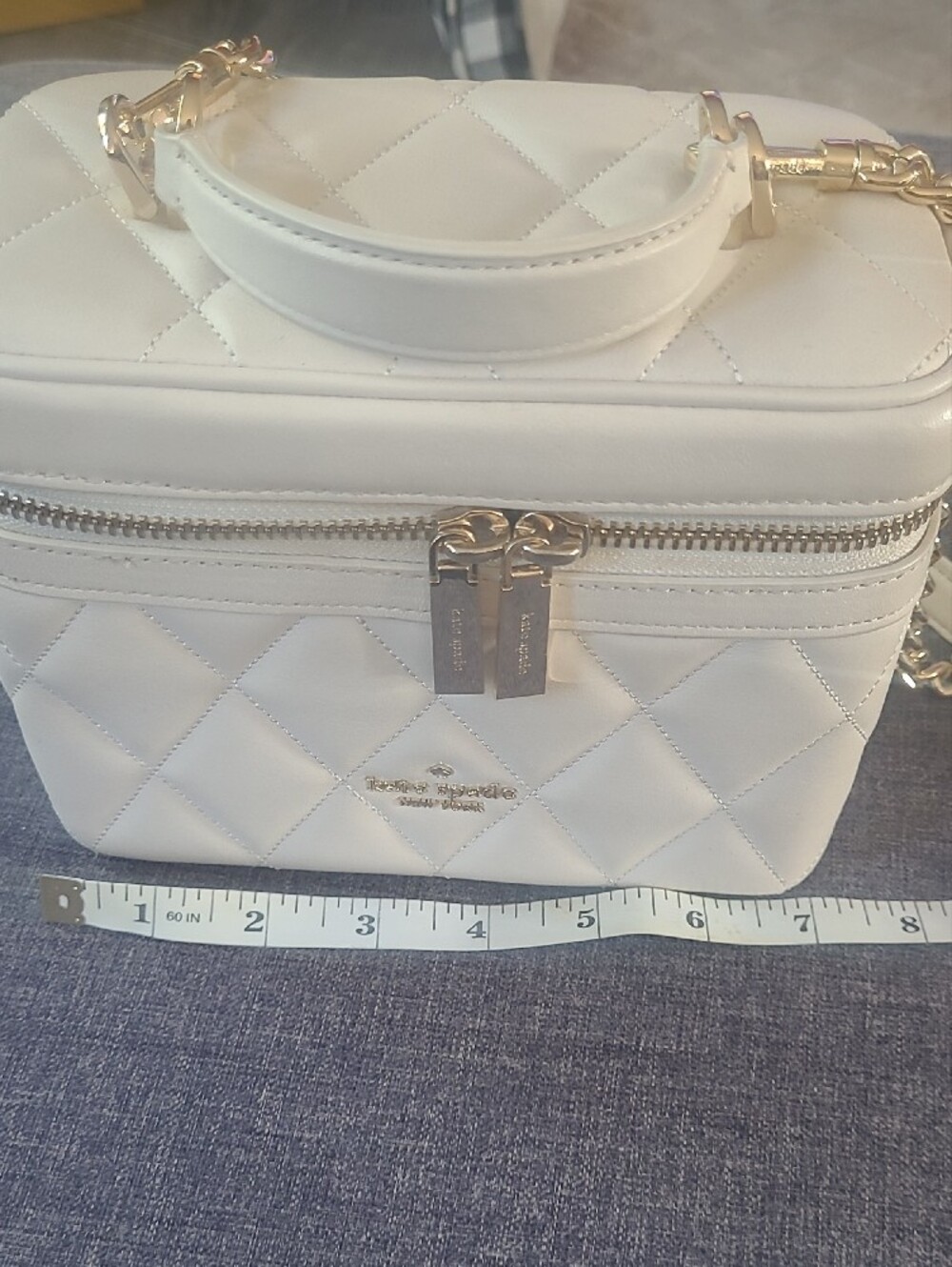 kate spade Quilted White Vanity Crossbody with Gold Chain - Picture 10 of 12